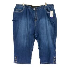 Women's Plus Size 30W Summer Pants CATHRINES Denim Cotton Blend Cropped Capris